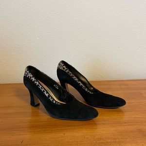 J Renee Vintage Suede Pumps with Leopard Trim